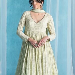 NWT Mint Green Embroidered Anarkali